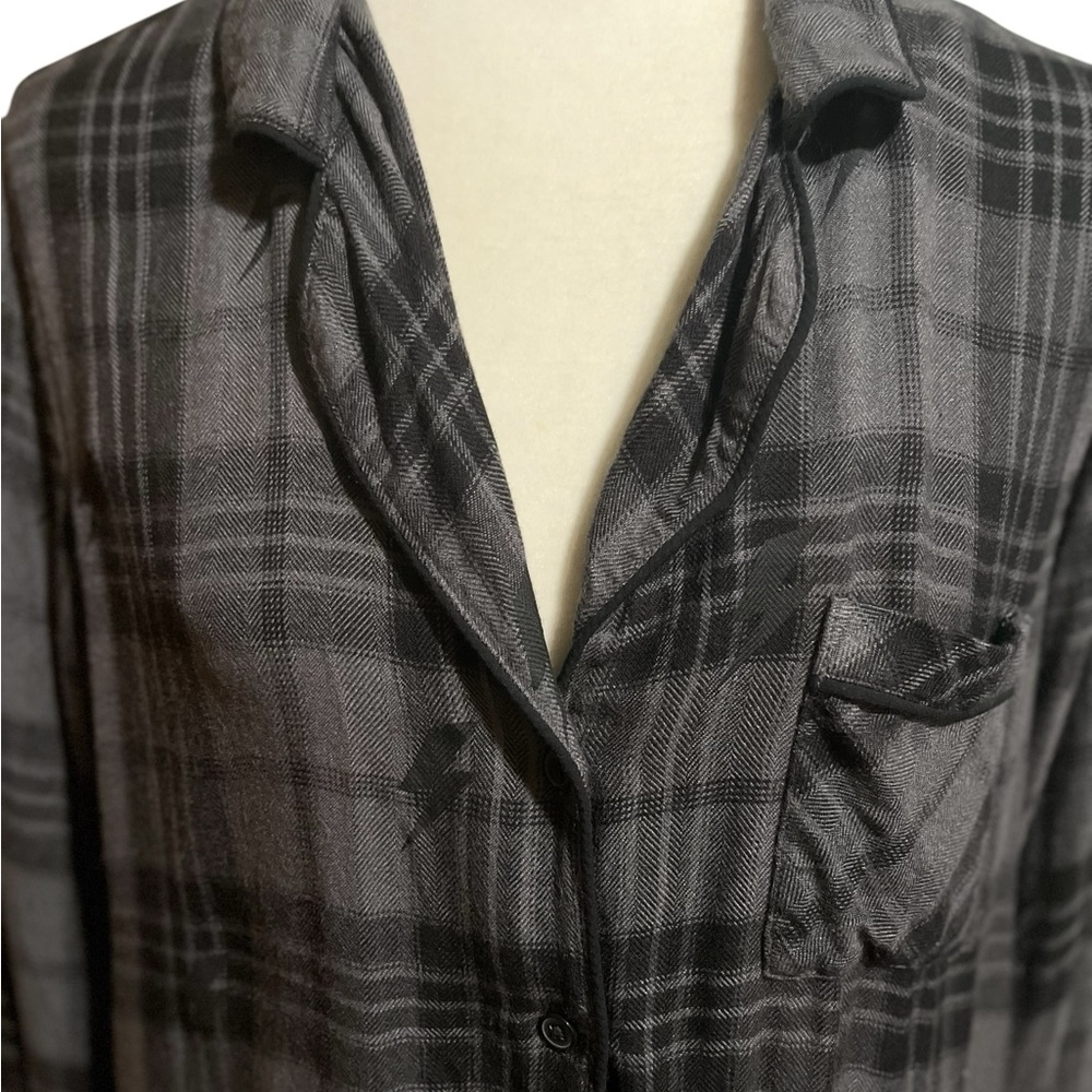 Rails Kellen Charcoal Jet Lightning cropped flannel lounge shirt - Picture 4 of 14